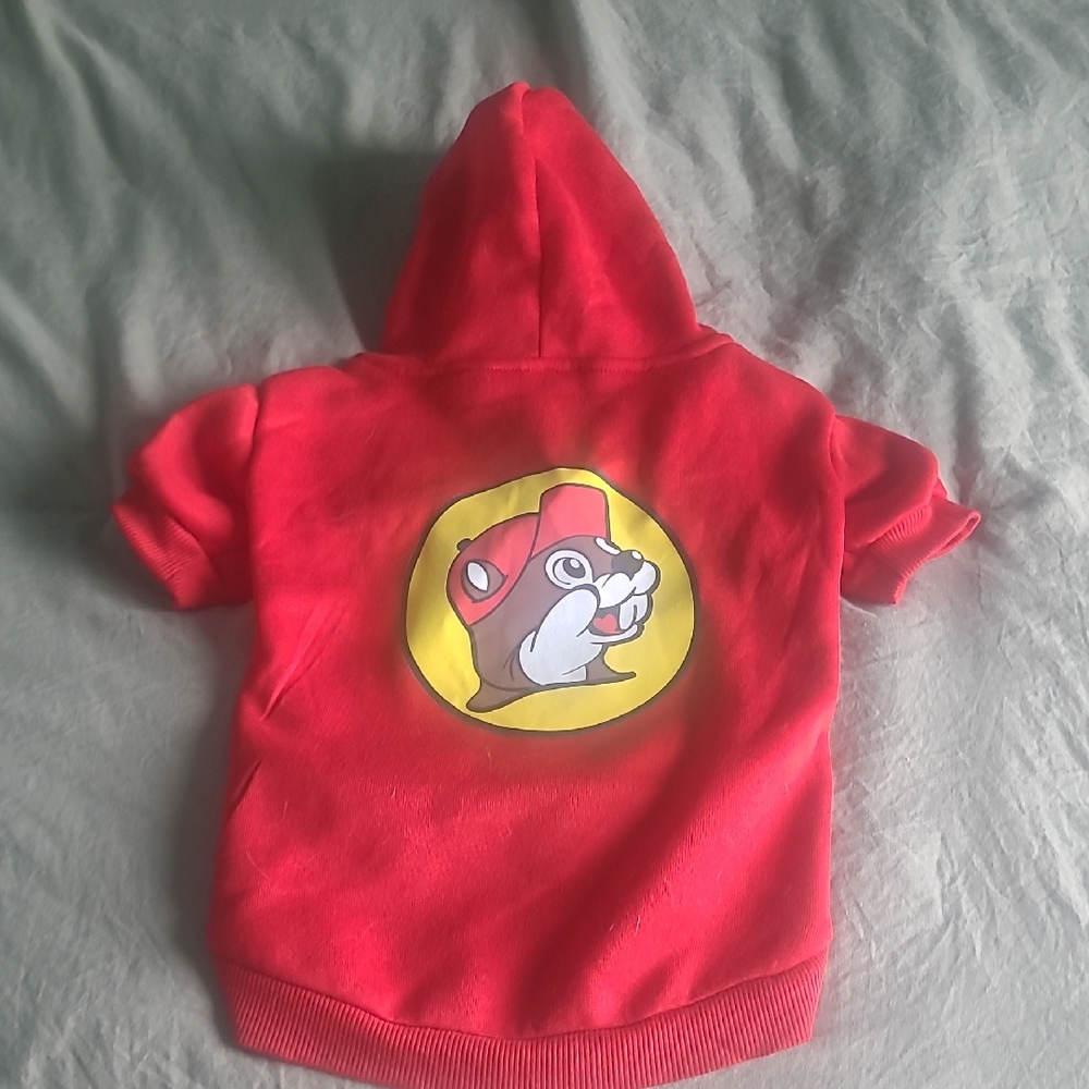 Red Hoodie with Cartoon Graphic